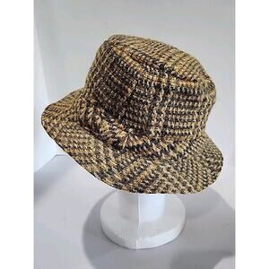 Vintage Woven by Millers Cufden Wool Fedora Hat Made In Ireland Size 7 1/8 Plaid